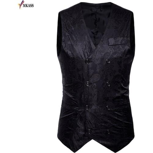 Hot New Arrivel Mens Waistcoats Spring Slim Fit Men Vest Suit Paisley Coletes Chaleco Hombre For Party Wedding Size S-XXL