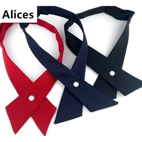 1Piece Women Tie Red Butterfly Womens Bow Tie Black Knot Female Girl Student Hotel Clerk Waitress Neck Wear Navy Ribbon Ties