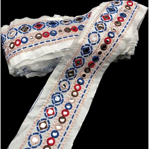 1 Yards Embroidered Lace Trim Jacquard Ribbon for Garment Accessories DIY Craft Making Flower Sewing