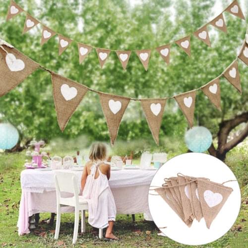 13Pcs/Set Jute Fabric Bunting Banner Vintage Burlap Banners Wedding Birthday Baby Shower Celebration Party DIY Home Wall Decor