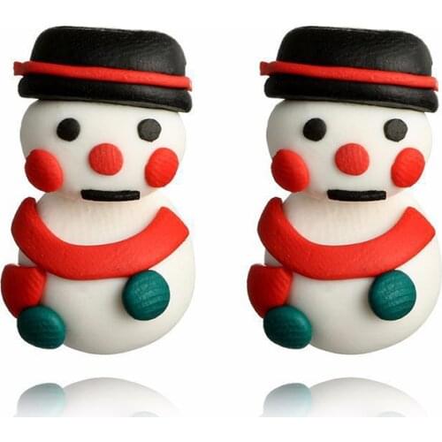 2019 New Christmas Series Eardrop For Women Cute Soft Ceramics Snowman with Hat and Scarf Earrings Female Fashion Jewelry