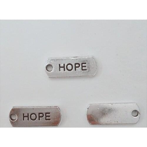 50pcs/lot 8*21mm Tibetan Style Rectangle Tag Carved HOPE ,Alloy Rectangle HOPE Pendants Charms For DIY Jewelry Making