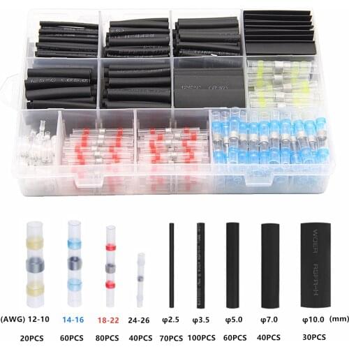 500PCS Solder Seal Wire Connectors Kit, Heat Shrink Butt Connectors Waterproof and Insulated Electrical Wire Terminals