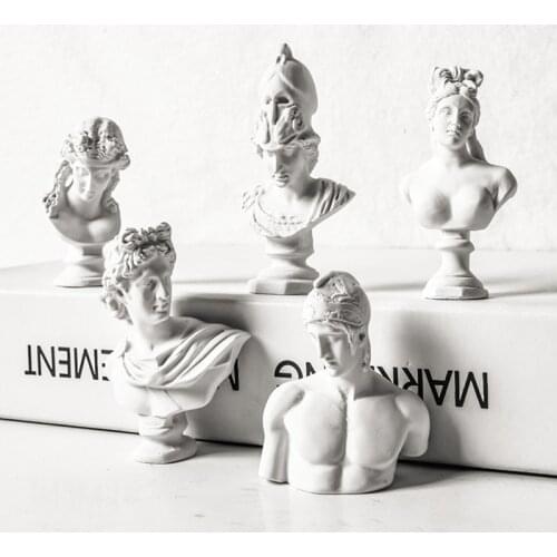 8cm Nordic Style Greek Mythology Figurine Gypsum Portraits Miniatures Drawing Practice Sculpture Plaster Bust Statue Home Decor