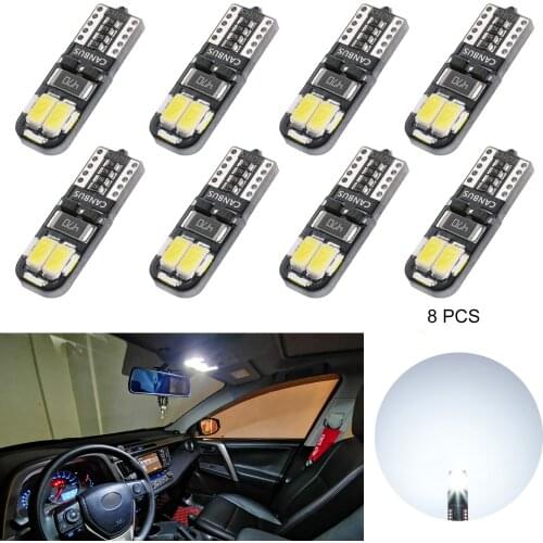 AGLINT 8PCS T10 LED CANBUS No Error W5W Light Bulbs 5W5 For Ford Audi Mercedes Car Interior Reading Parking Lights White 12 Volt