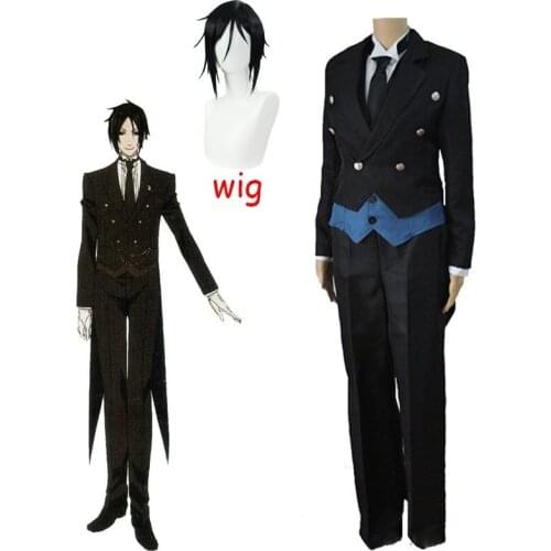 Anime Black Butler 2 Kuroshitsuji Sebastian Michaelis Cosplay Costumes Unisex Halloween Party Role Play Costume Uniform Suits