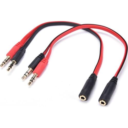 3.5mm AUX Audio Cable Mic Splitter Cable Earphone Headphone Adapter Cable 1 Female To 2 Male