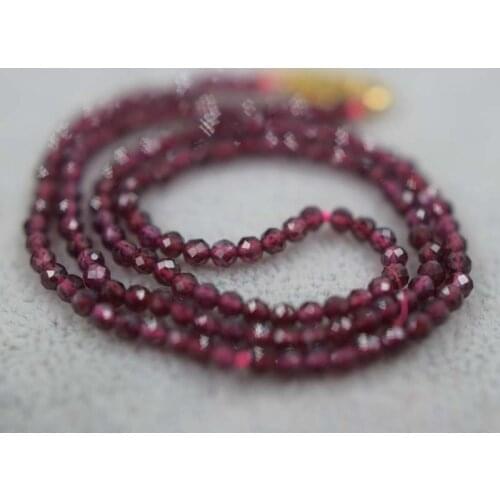 Red garnet round faceted necklace 3mm 16.5 chocker inch FPPJ wholesale beads nature blue rabinbow