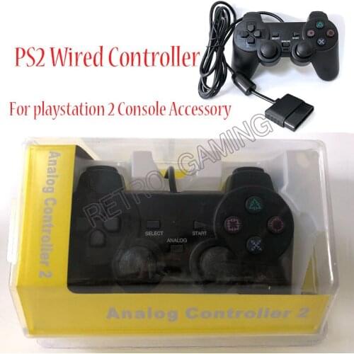 Black Game Controller Twin Shock Joypad Pad for Dualshock 2 controller PS2 Built-in-Double Vibration Motors video game consoles