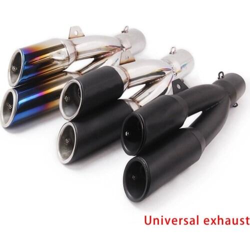 51mm Motorcycle Exhaust Pipe Muffler Escape Moto Double Hole with db killer For 300 ER6N RSV4 R3 R25 CBR250