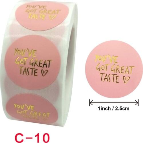 Hot stamping Pink Coated Paper Round Sticker High Quality Custom Disposable Product Nickel Thankyou Label Adhesive Stickers