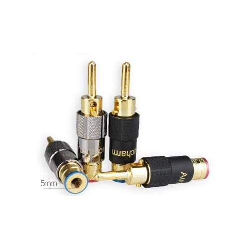 Hifi audio Brass 24K gold Plated Banana Speaker Plug Screw Lock plug hi-end speaker Cable Wire male banana Amplifier Connector