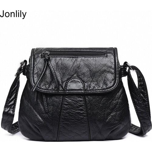 Jonlily Women PU Leather Shoulder Bag Female Fashion Messenger Crossbody Bag High Capacity Commuter Bag Teen Daybag Purse -KG468