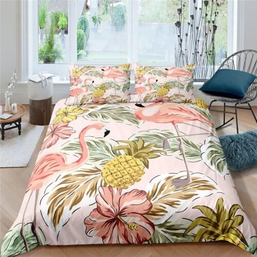 Luxury 3D Flamingo Printed 2/3Pcs Bedding Set Animal Pattern Duvet Cover Pillowcase Home Textile Queen and King EU/US/AU Size