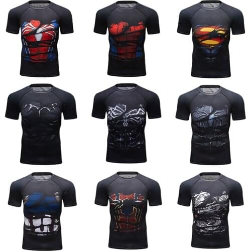 Short Sleeve Compression Shirt Dry Fit Workout Sports Running T-shirt Mens Jogger Training Fitness Tight MMA Exercise Gym Tshirt