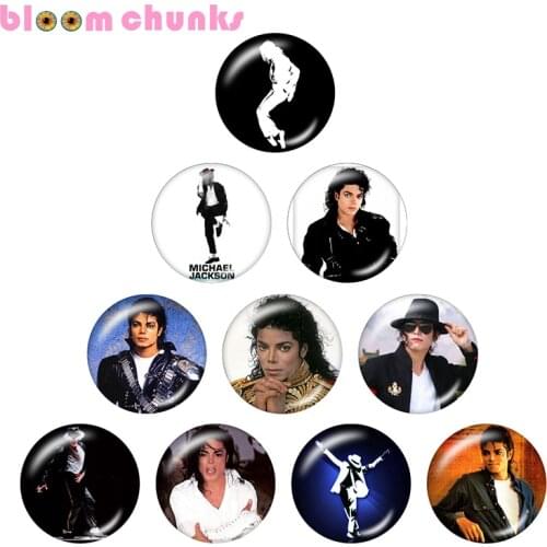 Michael Jackson 10pcs mixed 12mm/18mm/20mm/25mm Round photo glass cabochon demo flat back Making findings S2246