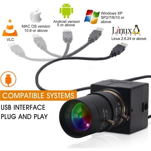 ELP 4K High resolution Metal Case Mini USB Camera Webcam with 2.8-12mm/5-50mm CS Lens for Building or Industrial Video Security