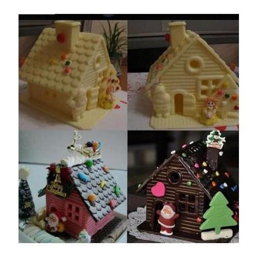 Fashion Funny DIY Cake Chocolate Christmas House Candy Mould Plastic Jelly Pudding Handmade Sugarcraft Mold Free Shipping