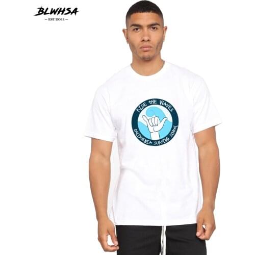 BLWHSA Surf Badge Print T Shirt Men Fashion Summer Short Sleeve Funny T-shirt Hand Drawn Surf Badge Printed Plus Size Tops Tees