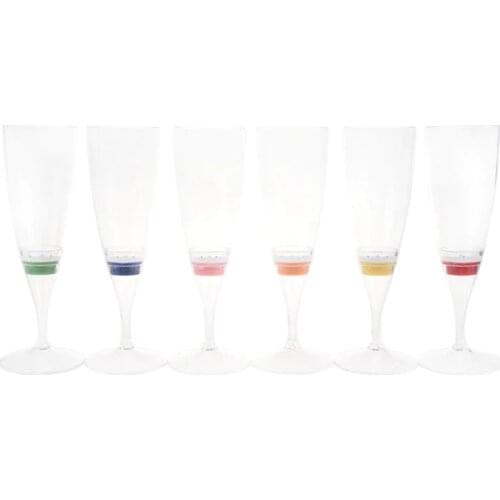 6 Set LED Light Wine Flute Light Up Liquid Activated Champagne Glasses for Wedding New YearParty Flute Multicolor