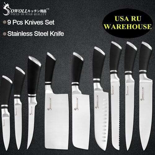 Xyj Stainless Steel Kitchen Knives Set Sharp Blade ABS+TPR Handle Knife Chopping Slicing Meat Fish Filleting Cooking Accessories