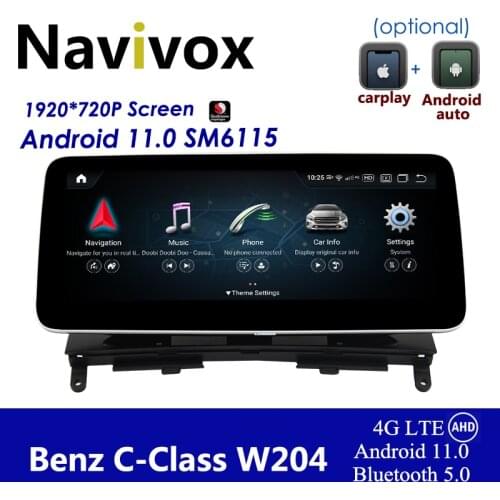 Navivox 6G+128G Android Car Radio For Benz C Class W204 S204 2008 2009 2010 NTG 4.0 Carplay SWC Split Screen Display 10.25"
