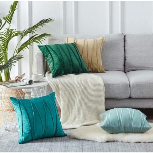 Nordic Velvet Stripe Decoration Pillowcase Compression Cord Binding European-Style Sofa Cushion Cover Throw Pillow Cover 45*45cm