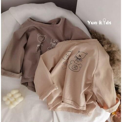 2021 new arrival girls boys autumn full sleeve casual cotton kids t-shirt