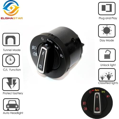 AUTO Headlight Switch Light Sensor Module Upgrade Chrome For Golf 4 J etta MK4 Passat B5 P olo Caddy Golf 6 GOLF 7 Tiguan