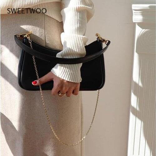 Solid Color Pu Leather Crossbody Bags 2021 Designer Chains Women Shoulde Bags Luxury White Lady Messenger Bag Purse