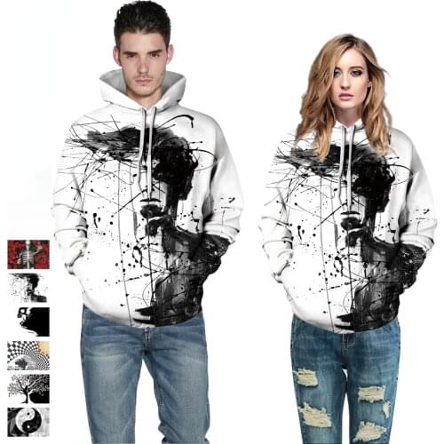 Autumn and Winter Print Trend Hoodie Men and Women Couples Same Style Fashion Baseball Uniform Long-sleeved Loose Casual Top