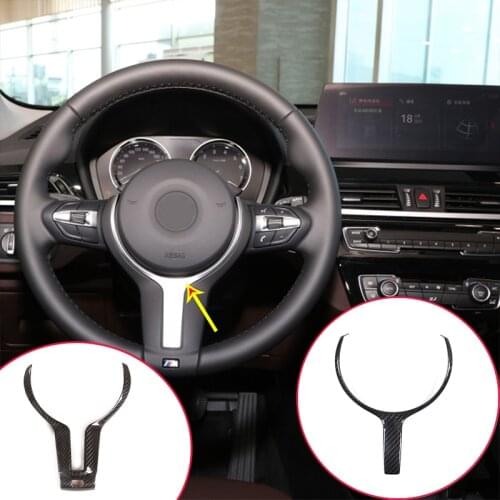 Car Steering Wheel Trim For BMW 3 Series X1 X2 X5 X6 Real Carbon Fiber Accessories Steering Wheel V-shaped Trim Car Decoration