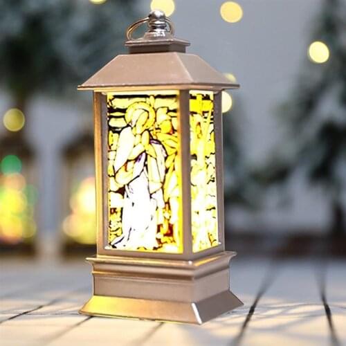 Christmas lantern decoration luminous LED church Jesus pattern ornaments arches party holiday supplies Christmas tree pendants