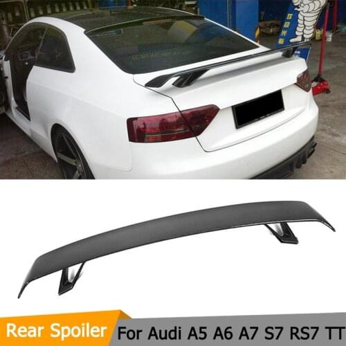 Carbon Fibre Rear Trunk Spoiler Lip Wing for Audi A5 A6 A7 S7 RS7 Sedan TT 2 Door Convertible 08-11 Black FRP