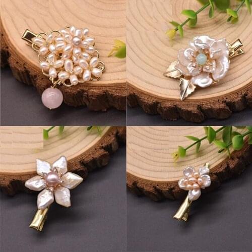New Handmade Natural Freshwater Baroque Pearl Hairpin Women Wedding Anniversary Delicate Flowers Handmade Fasion Fine Jewellery