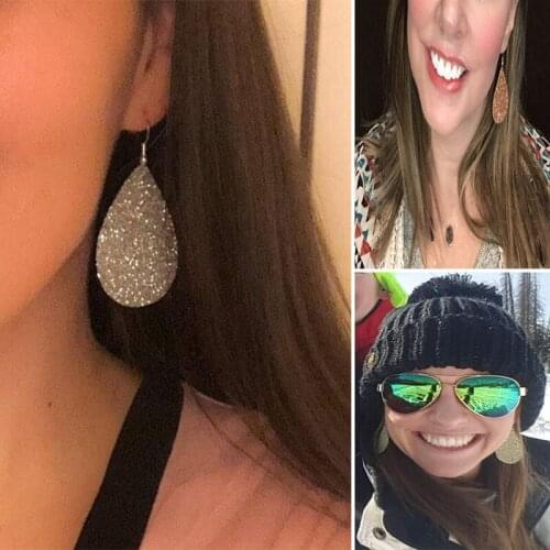 Sequin Earrings Leather Women Dangle Coloful Gold Red Yellow Purple 2021 Sequined Earring Brinco Colorido Orecchini Paillettes