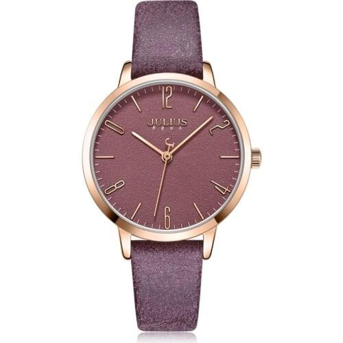 New Lady Womens Watch Japan Quartz Elegant Simple Fashion Hours Bracelet Real Leather Clock Girls Birthday Gift Julius Box
