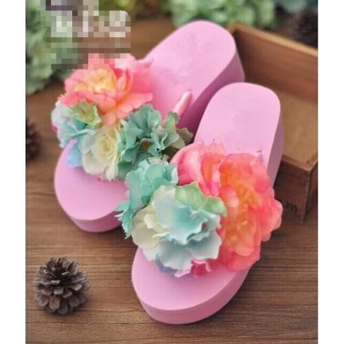 HAHA FLOWERFashion Style Good Quality Women Casual Style Silppers Flip Flops Wedges Floral Vaction Wear Sandals Comfortable