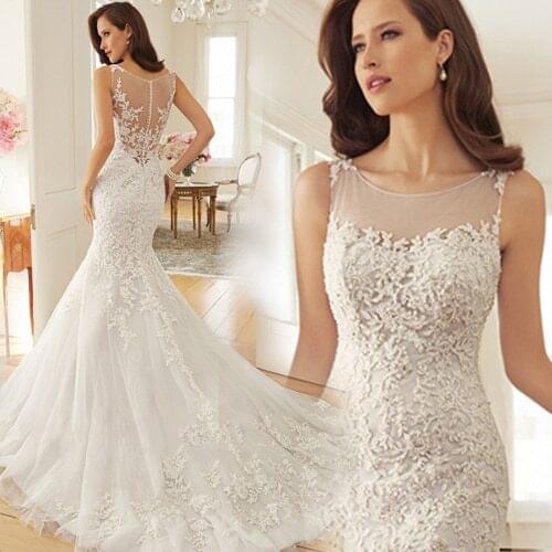 Romantic lace appliques new fashionable sexy vestido de novia casamento bridal gown mermaid 2020 mother of the bride dresses