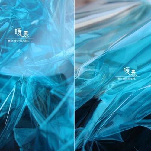 0.2mm TPU Fabric PVC Sky Blue Liquid Plastic Film Waterproof DIY Clothing Coat Raincoat Crystal Bags Decor Design Fabric