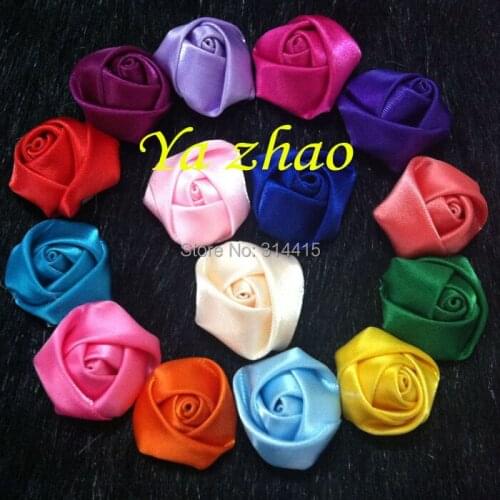 0.8" Mini satin rolled rosette , satin rose flower,DIY Hair flower 260pcs/lot 26 color free shipping