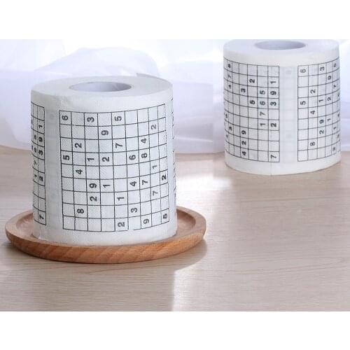 1 Roll 2 Ply Novelty Funny Number Sudoku Printed WC Bath Funny Soft Toilet Paper Tissue Bathroom Supplies Gift