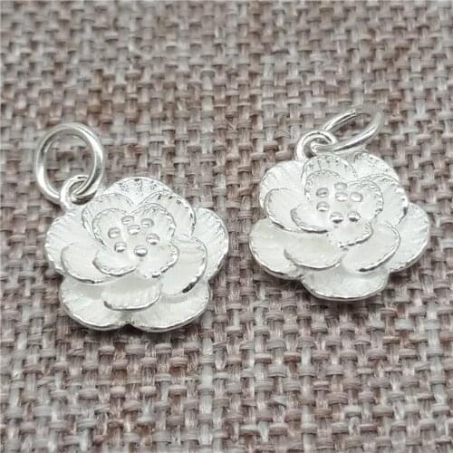 925 Sterling Silver Small Flower Charm Floral Pendant for Bracelet Necklace Earring