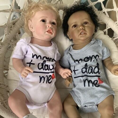 22 Inch bebe reborn full silicone Rebirth Baby Doll With Crooked Mouth black/white ski Lifelike Reborn Toddler doll present