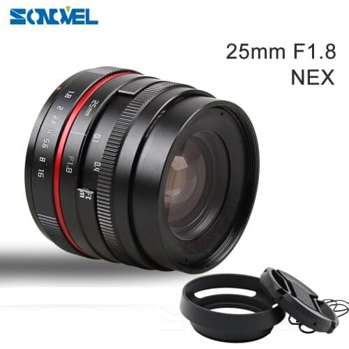 25mm 25 F1.8 Manual Wide Angle Lens+Lens hood For Sony E Mount Nex-5T Nex-F3 Nex-6 Nex-7 Nex-5R A6300 A6100 A6000 A6500