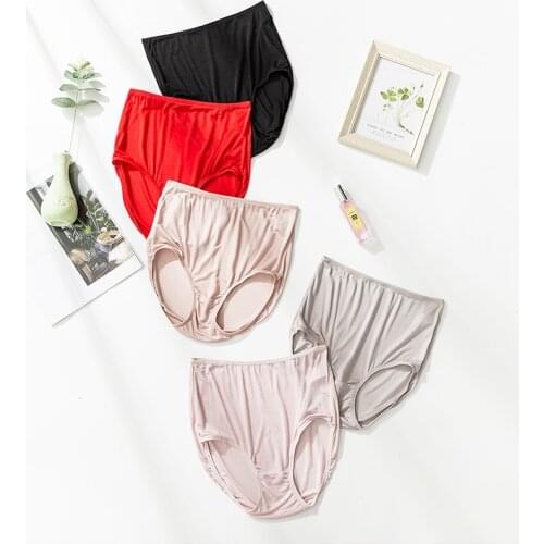 4 pack 100% Mulberry Silk Womens Thin Type High Waist Underwear Briefs Lingerie M-3XL SG006