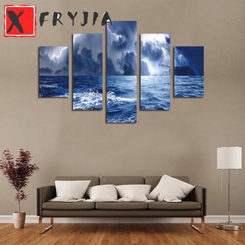 5pcs 5d diy diamond embroidery Natural scenery, rough seas diamond painting full square round drill diamond home decoration