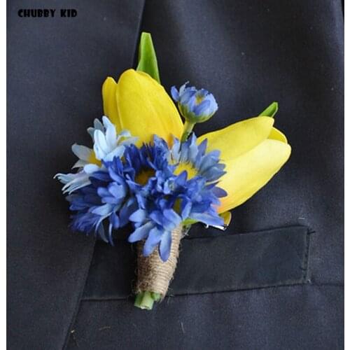 5pcs/lot ! wholesale high simulation artificial PU tulips groomsmen corsages fake tulip Flower Wedding Brooch Boutonnieres