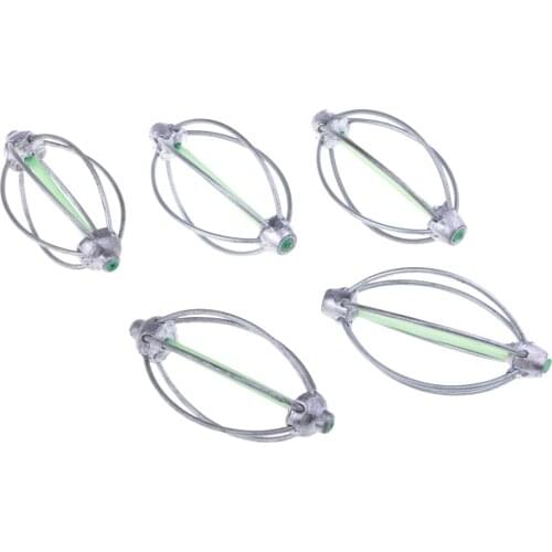 5pcs Stainless Steel Fishing Lure Cage Fish Bait Cage Fishing Feeder Basket Swim Feeders
