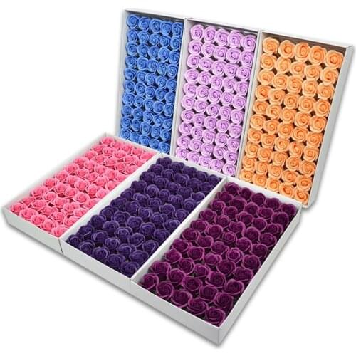 50PCS Korean Three-layer Rose Soap Flower Head Artificial Flower Soap Flower Bouquet Making Gift Box Souvenir Decoration